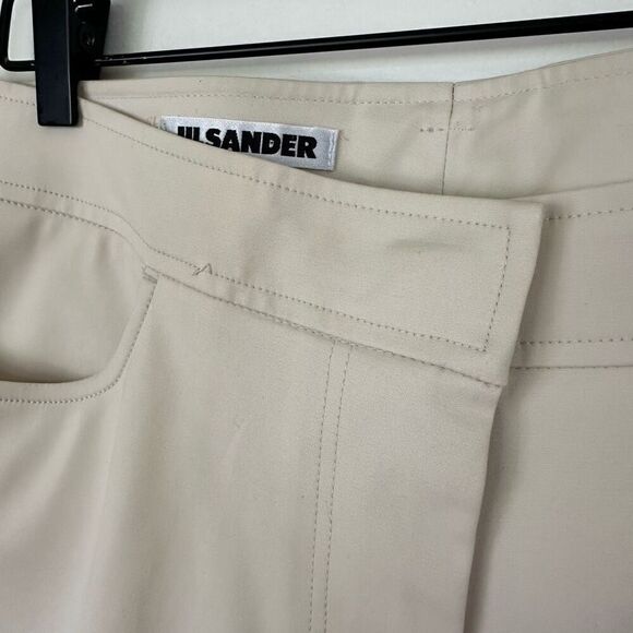 Jil Sander Women’s Cream Pleat Front Scoop Pocket Straight Leg Pant - Picture 4 of 11